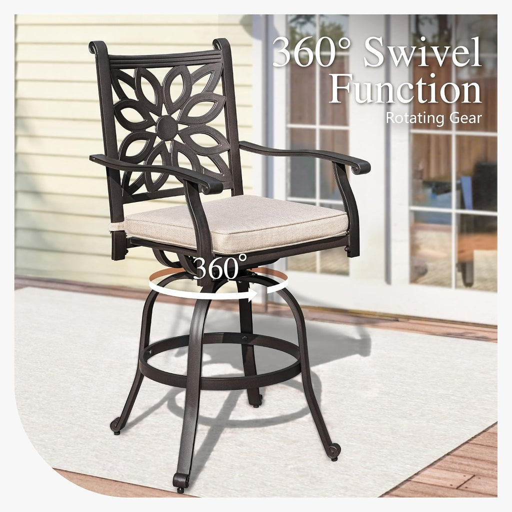 Cast‑Aluminum Outdoor Patio Bar Height Set