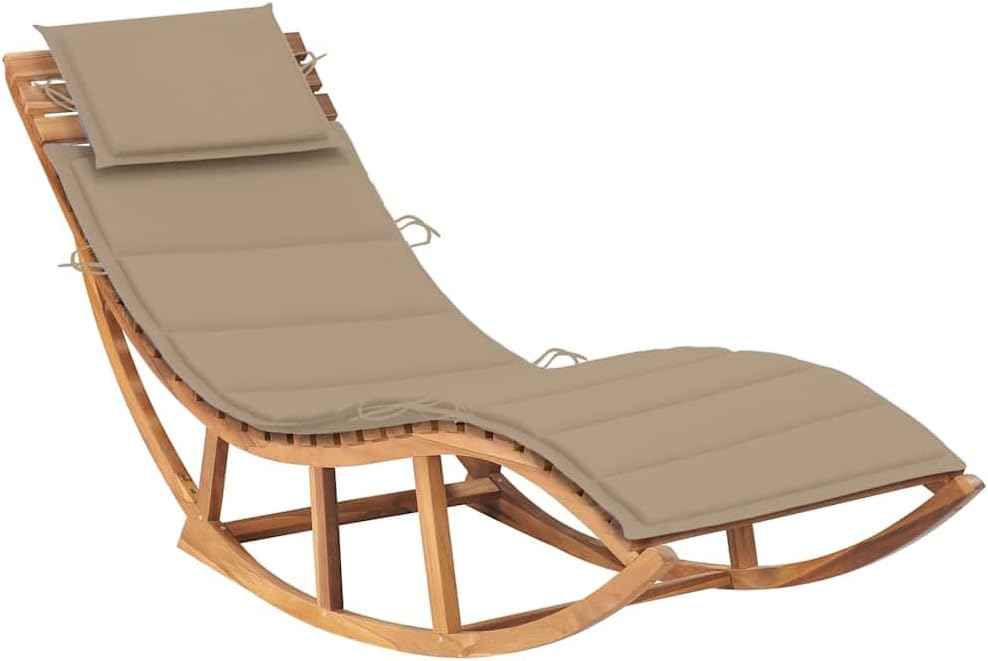Teak Wood Cushioned Outdoor Patio Sun Lounger
