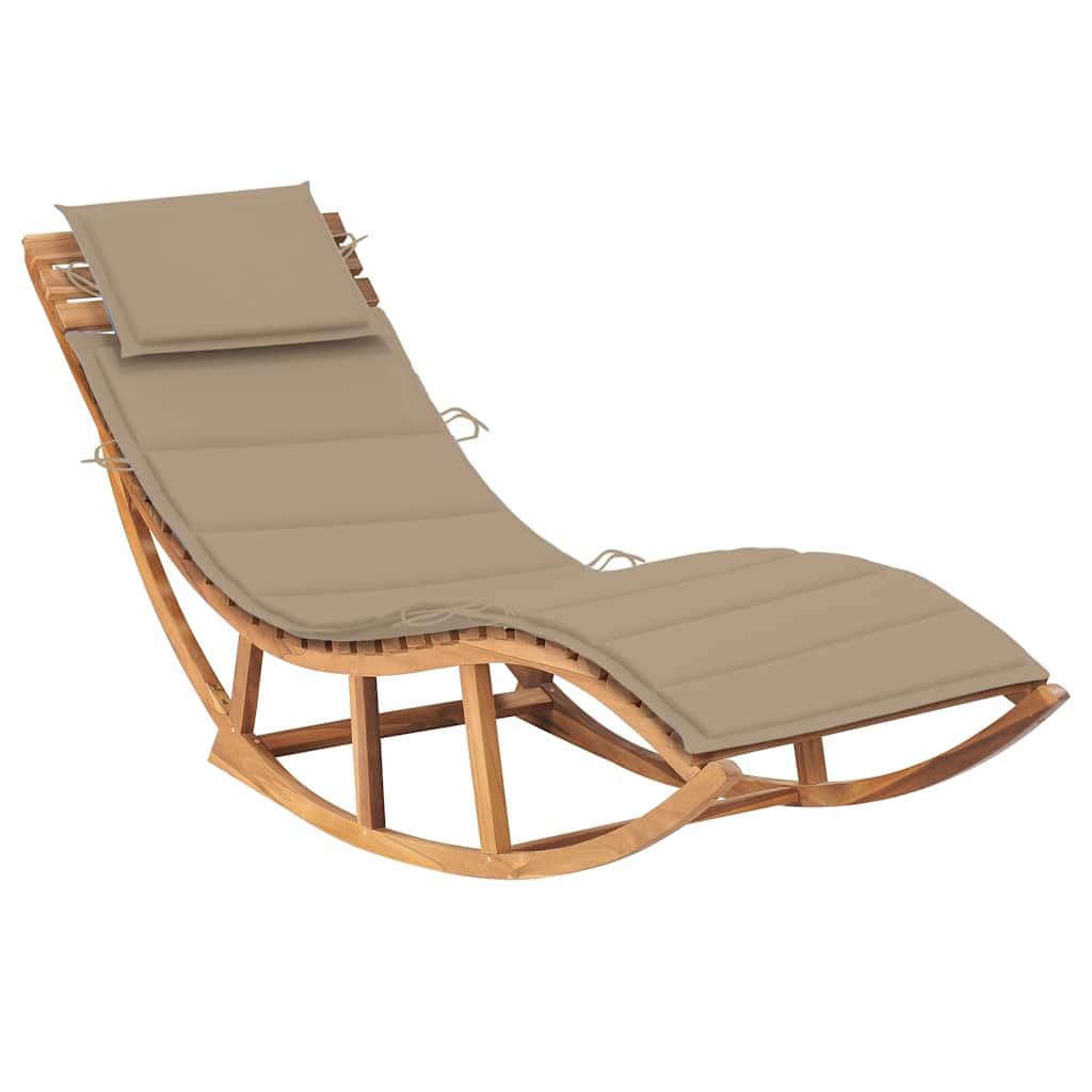 Teak Wood Cushioned Outdoor Patio Sun Lounger