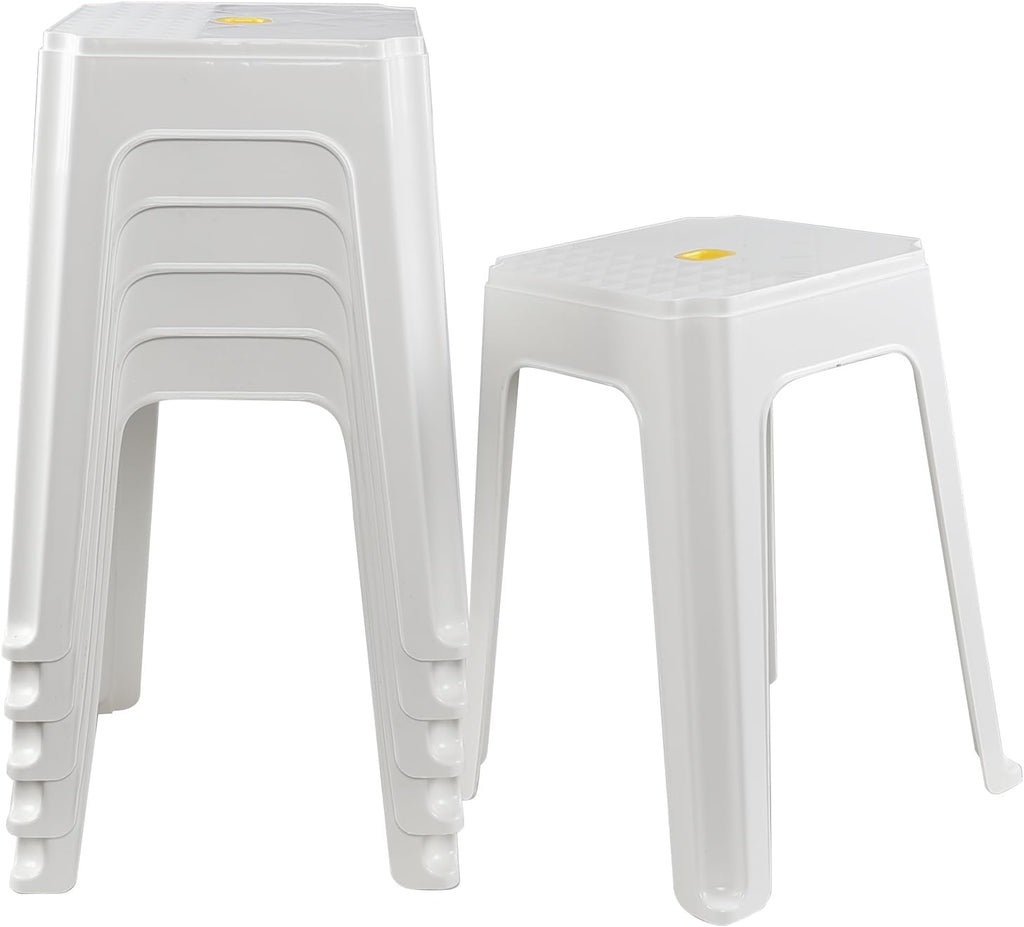 Square Stackable Plastic Classroom Stools 6‑Pack