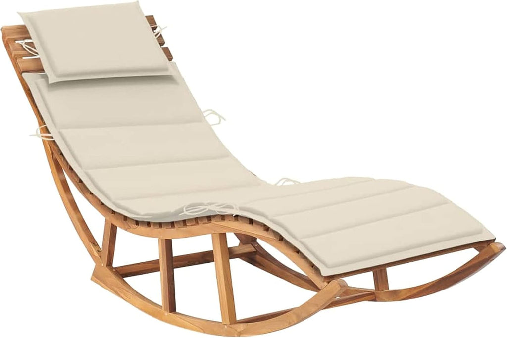 Solid‑Teak Cushioned Outdoor Rocking Sun Lounger