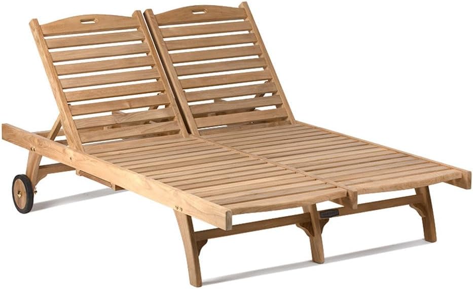 Adjustable Teak Double‑Wide Outdoor Lounge Chair