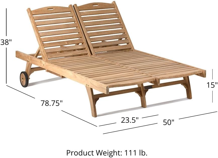 Adjustable Teak Double‑Wide Outdoor Lounge Chair