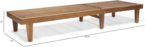 Acacia Wood Adjustable Patio Chaise Lounge Chair