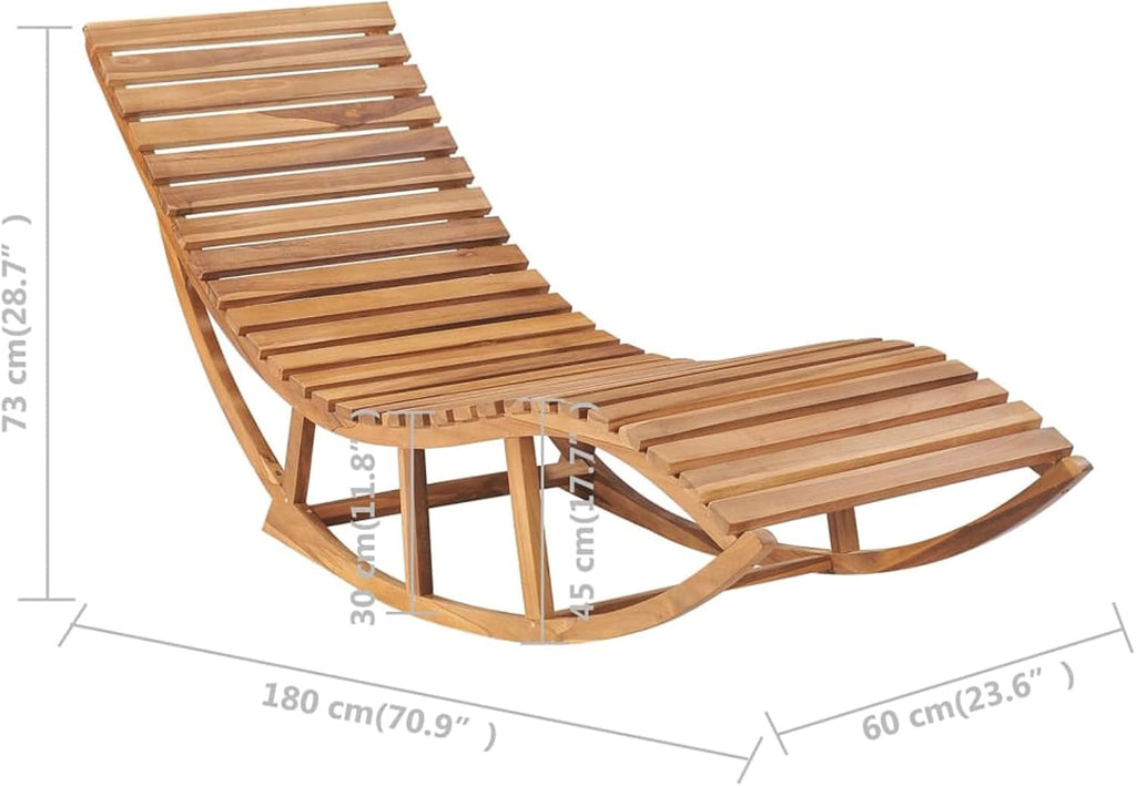 Solid‑Teak Cushioned Outdoor Rocking Sun Lounger