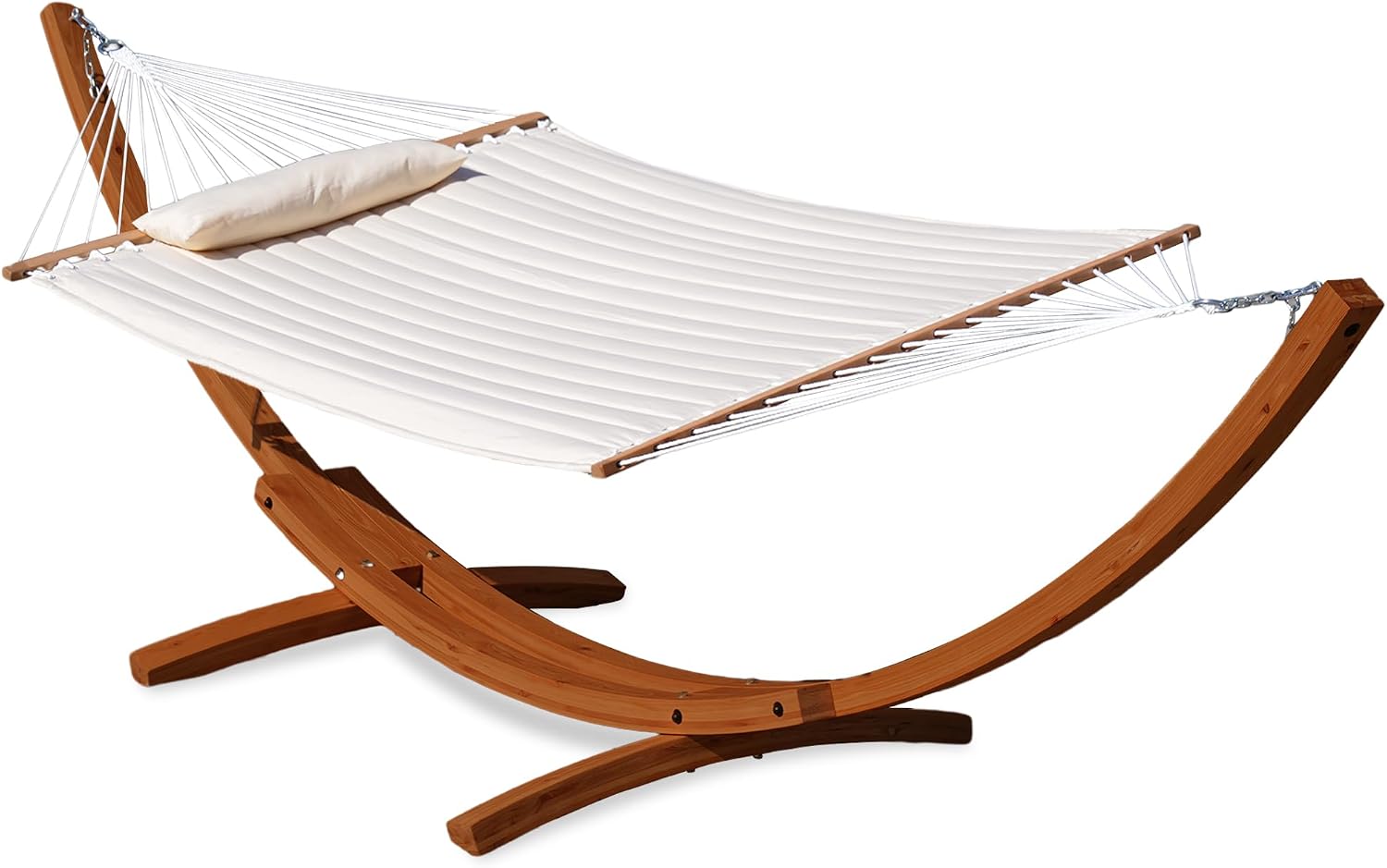 Double Quilted Hammock With Wooden Arc Stand