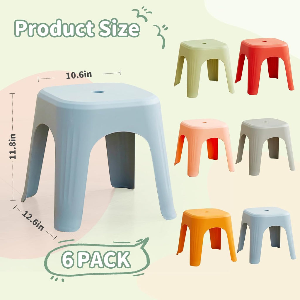 Colorful Stackable Plastic Classroom Stools 6‑Pack