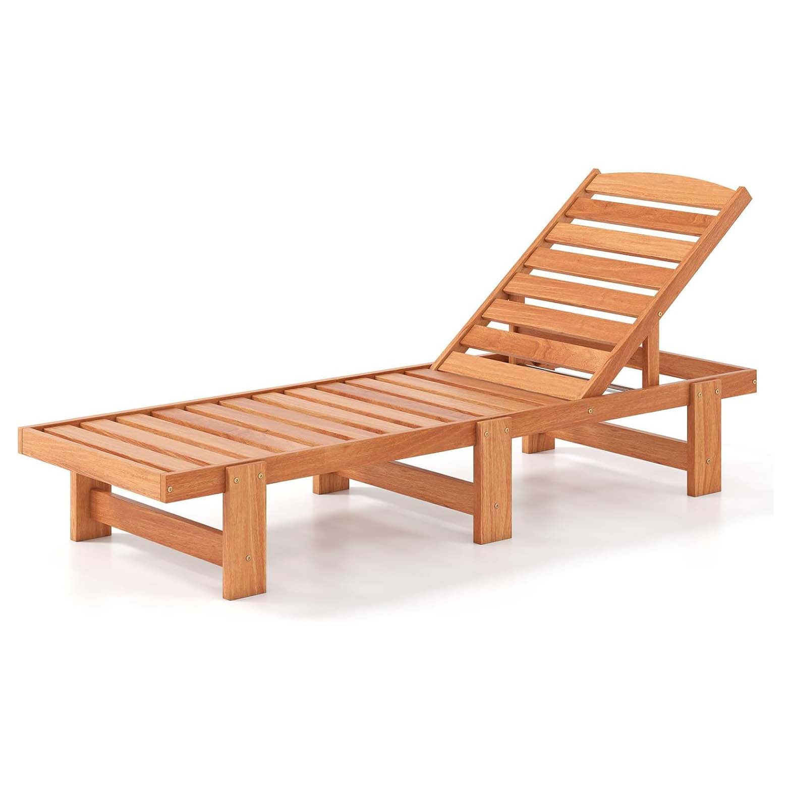 Solid‑Wood Outdoor Patio Chaise Lounge Chair