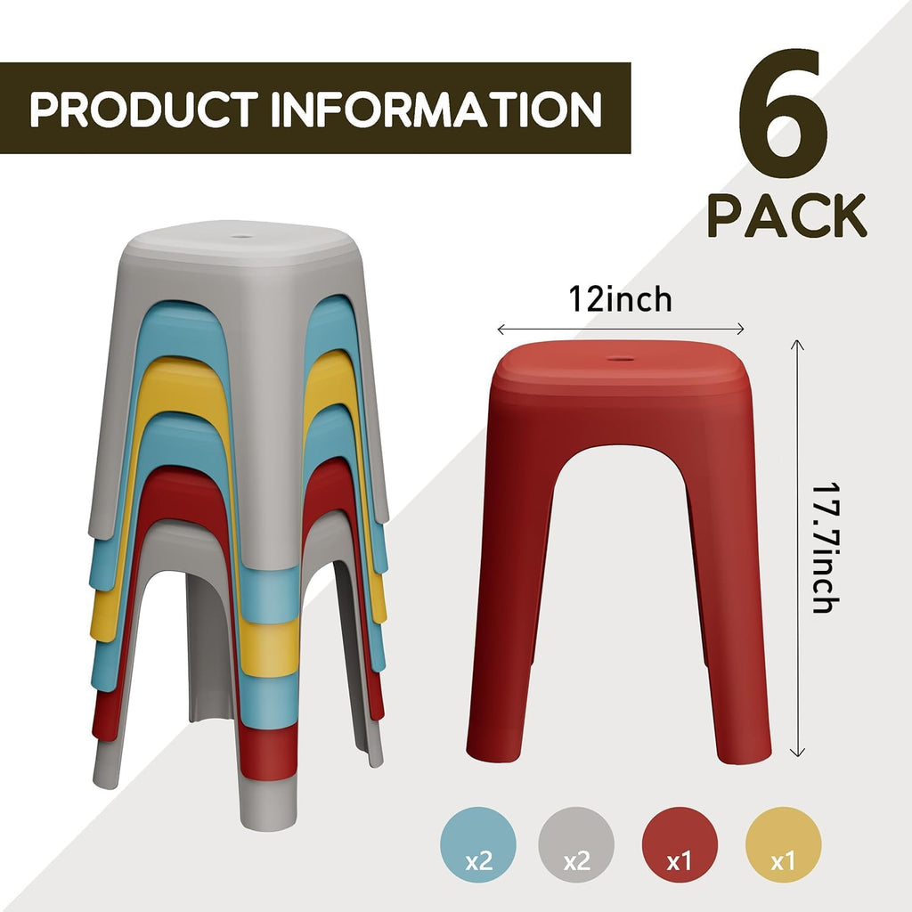 Stackable Nesting Plastic Classroom Stools 6‑Pack