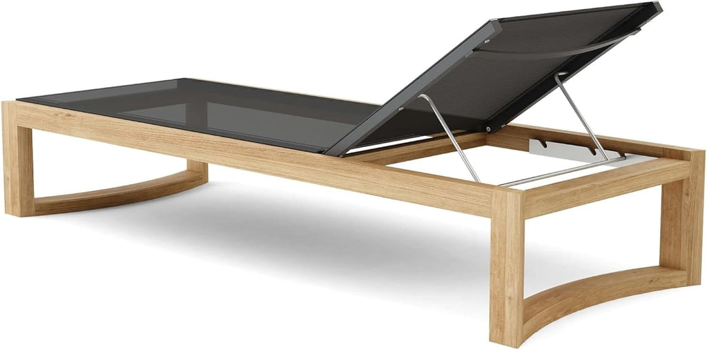 Adjustable Solid Teak Outdoor Patio Sun Lounger