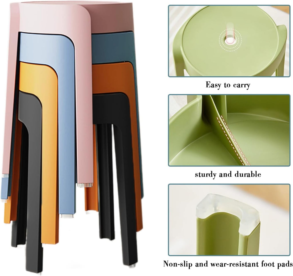 Stackable Heavy‑Duty Plastic Classroom Stools 6‑Pack