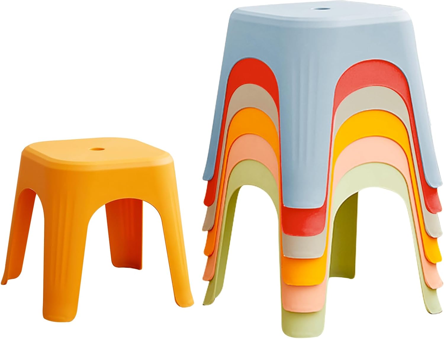 Colorful Stackable Plastic Classroom Stools 6‑Pack