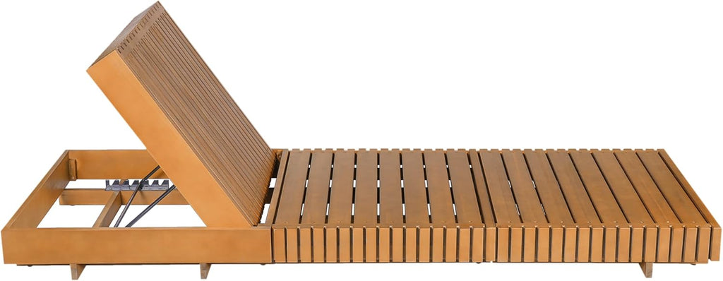 Sturdy Slatted Outdoor Patio Chaise Lounge Chair