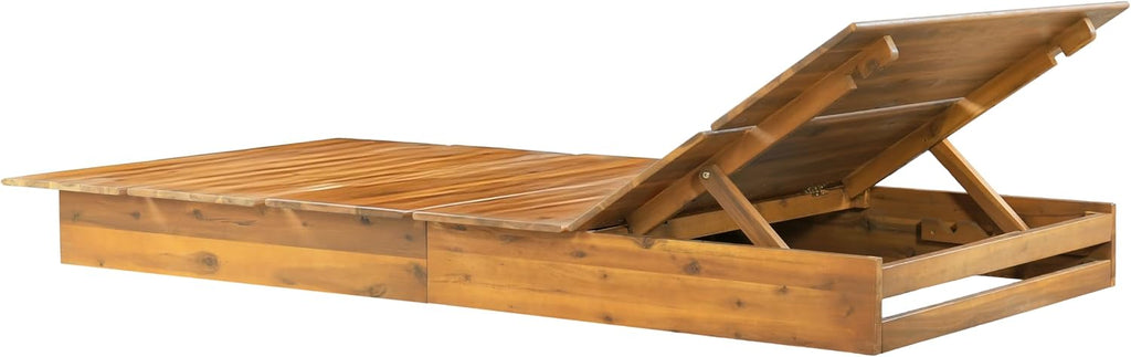 Adjustable Acacia‑Wood Patio Chaise Lounge Chair