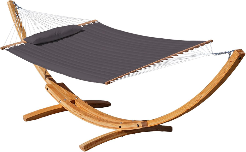 Double Quilted Hammock With Wooden Arc Stand