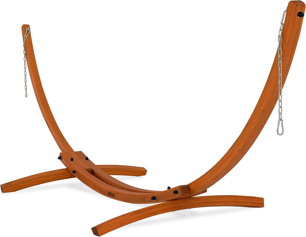 Outdoor Arc‑Shaped Wooden Hammock Stand