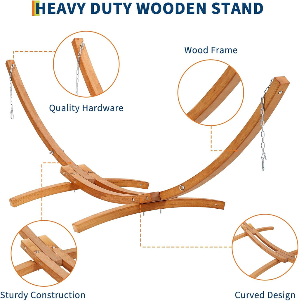 Heavy‑Duty Wooden Outdoor Hammock Stand