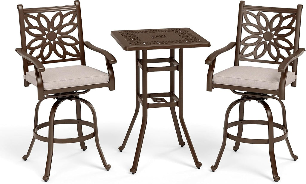 Cast‑Aluminum Outdoor Patio Bar Height Set