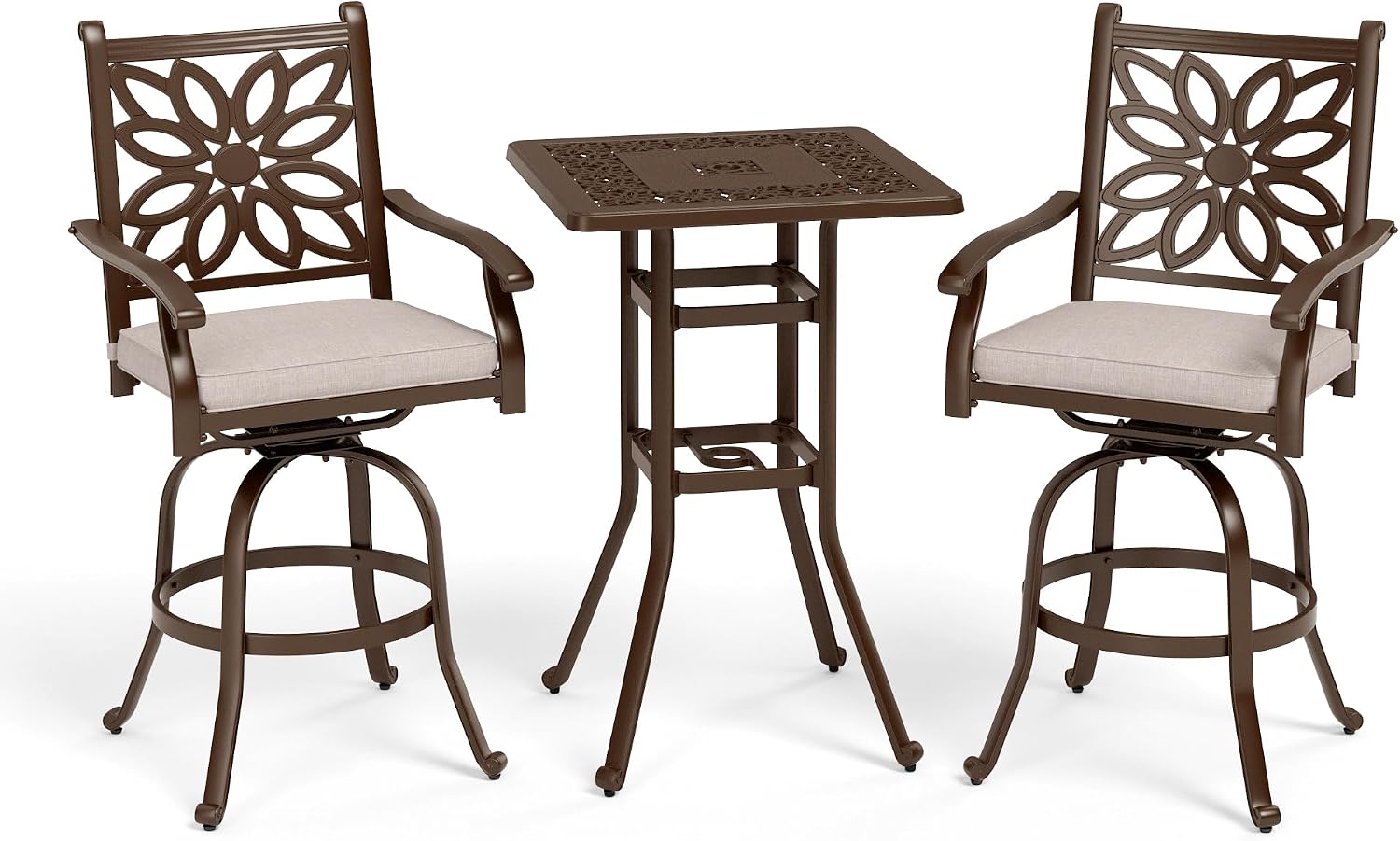 Cast‑Aluminum Outdoor Patio Bar Height Set