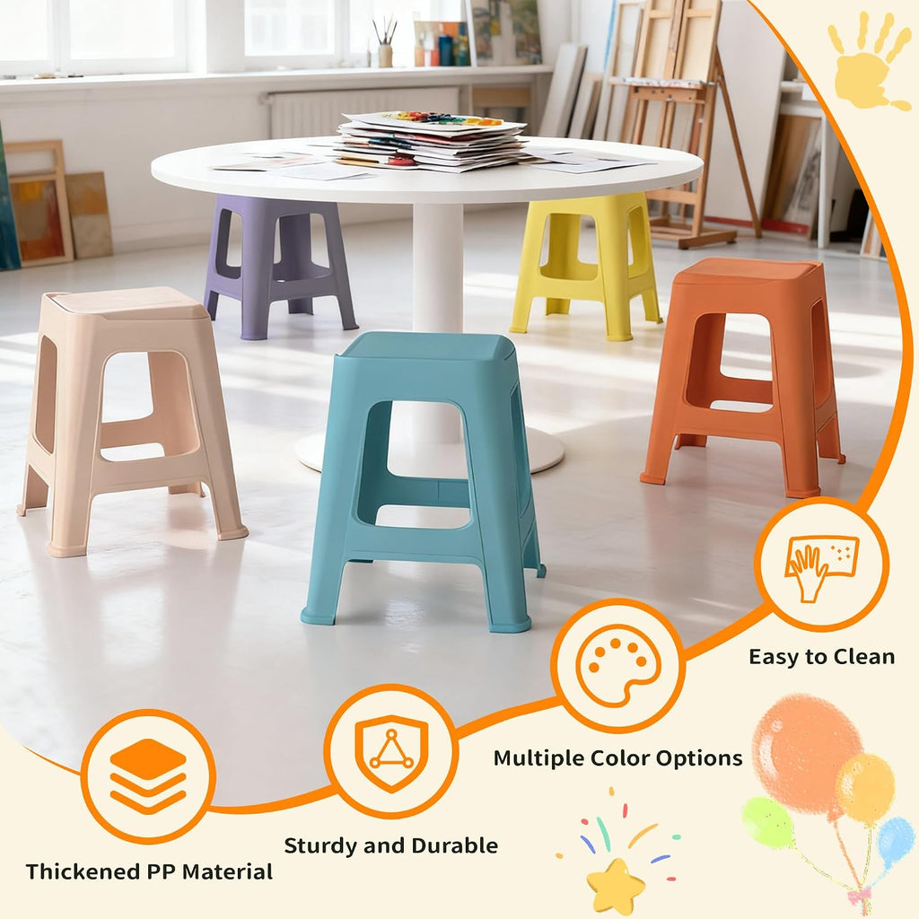 Colorful Stackable Plastic Classroom Stools 10‑Pack