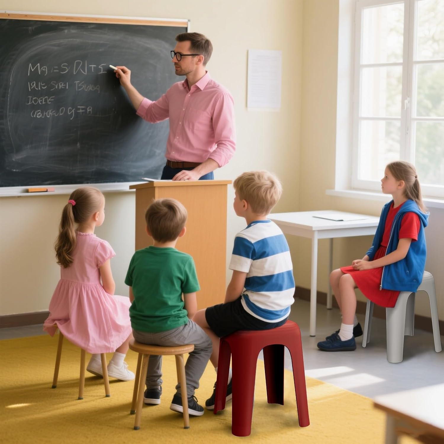 Stackable Nesting Plastic Classroom Stools 6‑Pack