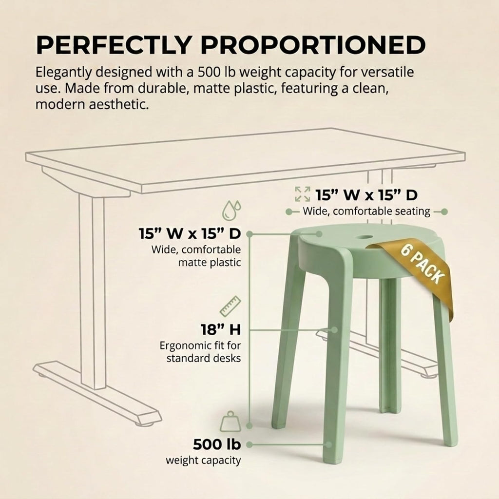 Heavy‑Duty Stackable Plastic Classroom Stools 6‑Pack