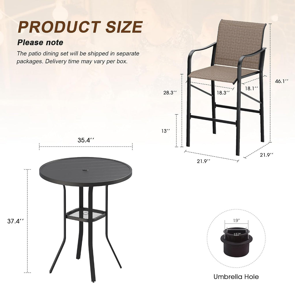 Round Patio Bar Height Outdoor Furniture Set