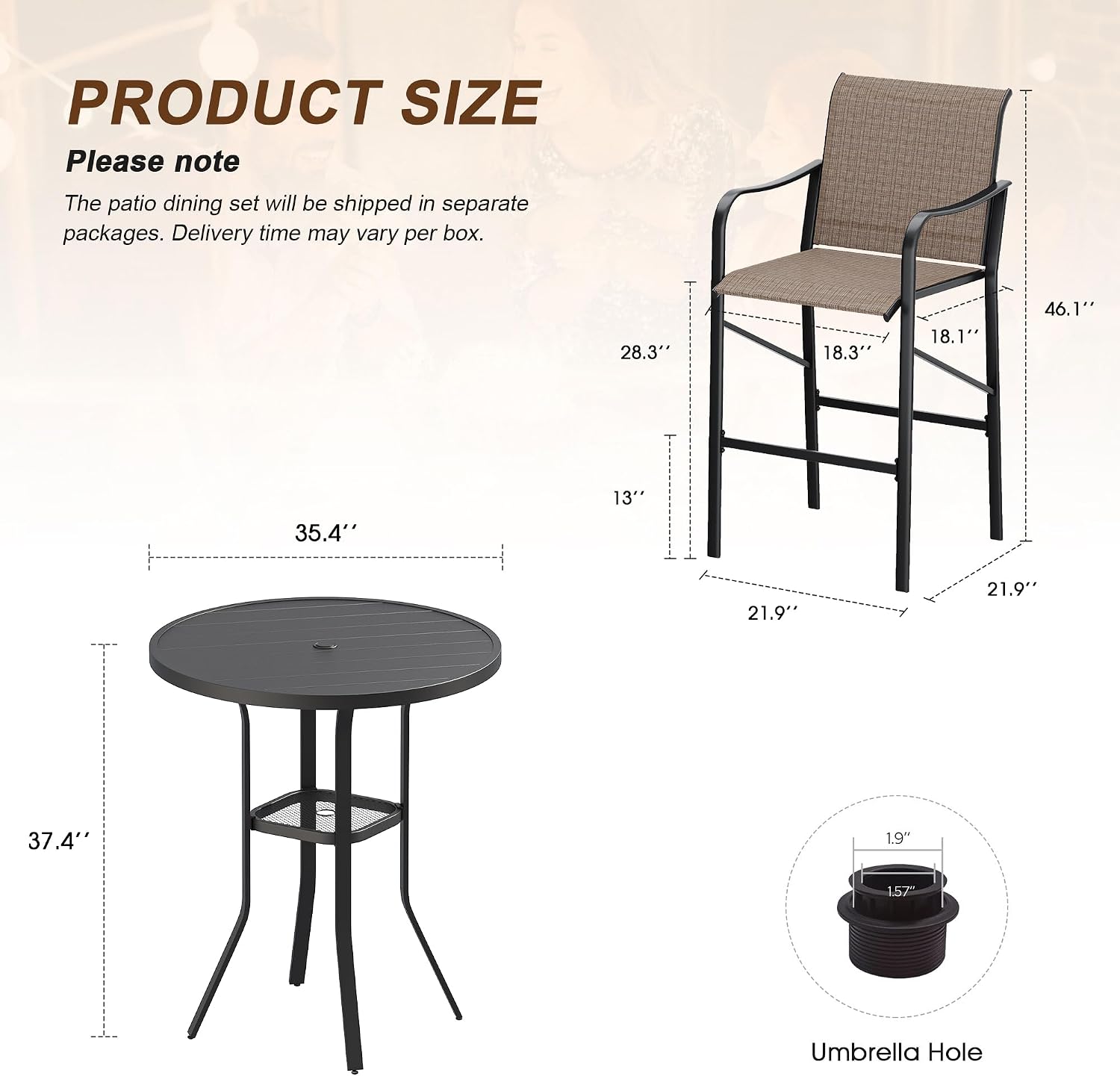 Round Patio Bar Height Outdoor Furniture Set