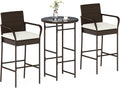 Rattan Patio Bar Height Bistro Furniture Set