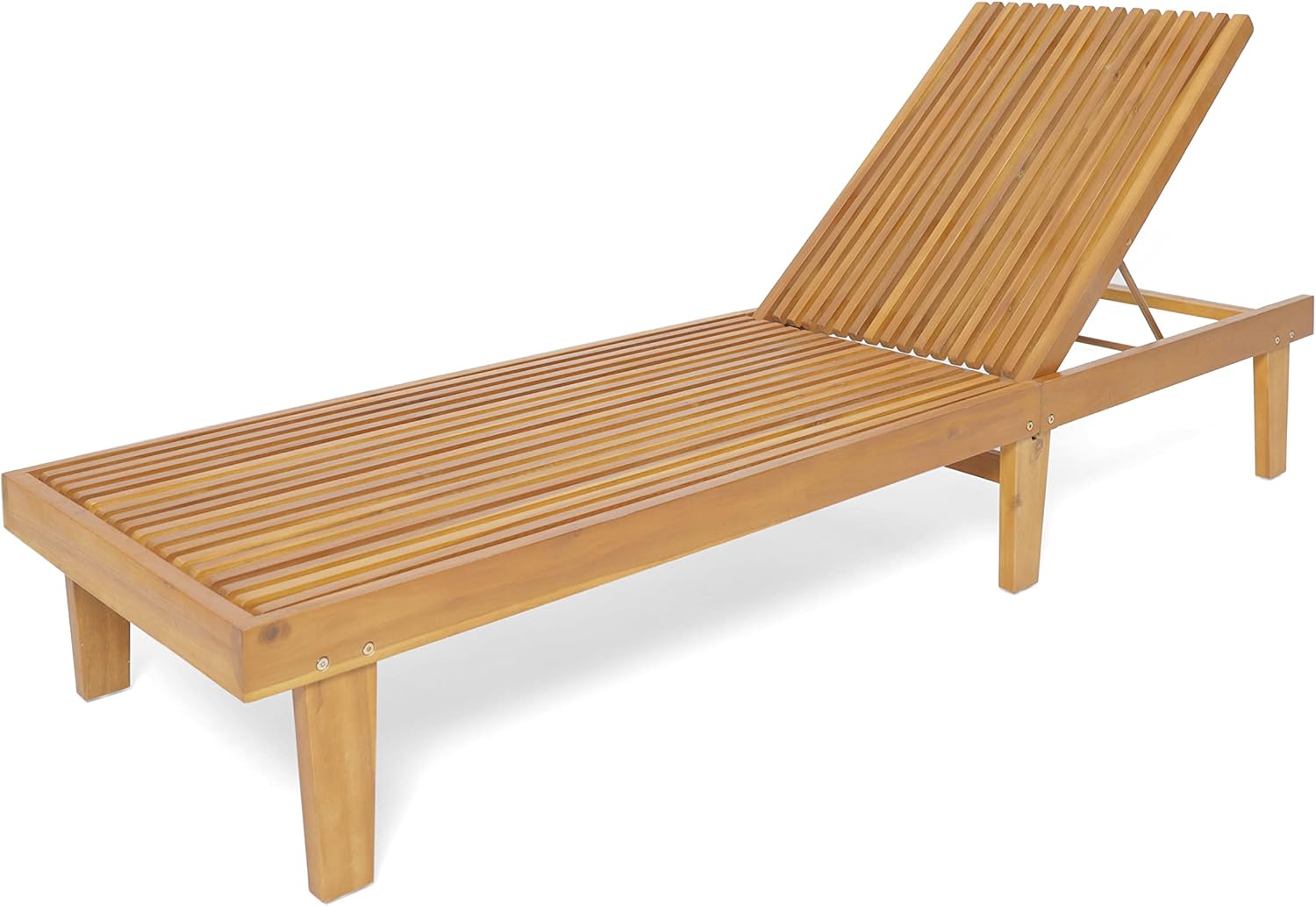 Acacia Wood Adjustable Patio Chaise Lounge Chair