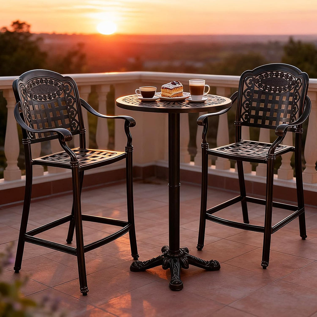 Cast‑Aluminum Round Patio Bar Height Set