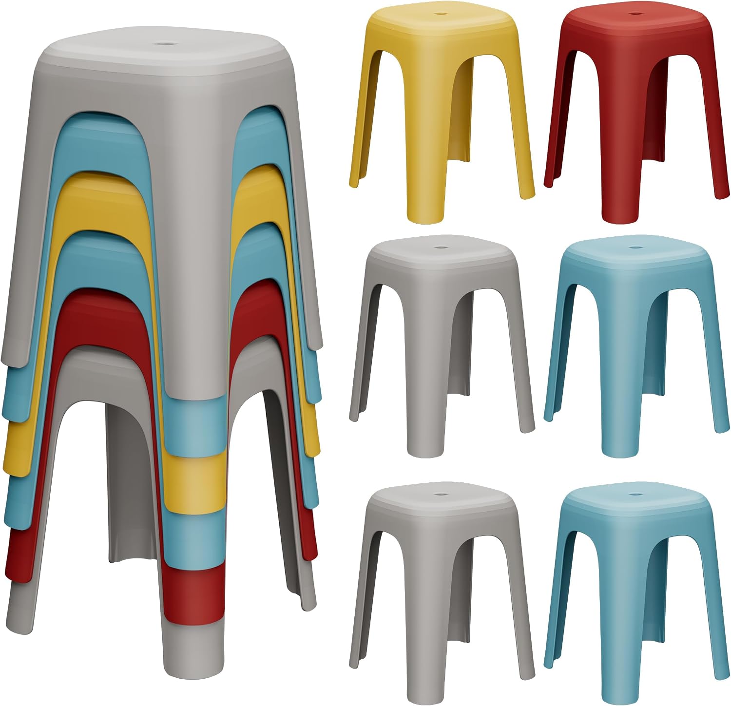 Stackable Nesting Plastic Classroom Stools 6‑Pack