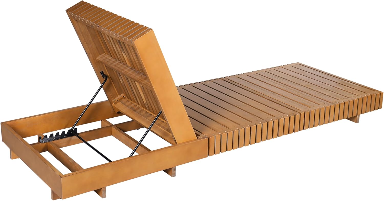 Sturdy Slatted Outdoor Patio Chaise Lounge Chair