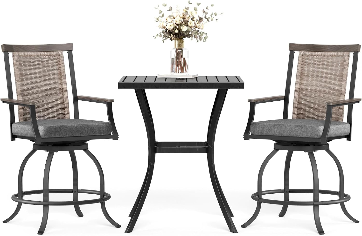 3‑Piece Outdoor Patio Bar Height Furniture Set