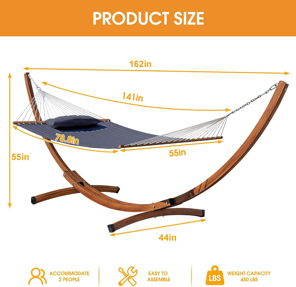 Double Hammock With Curved Steel Stand