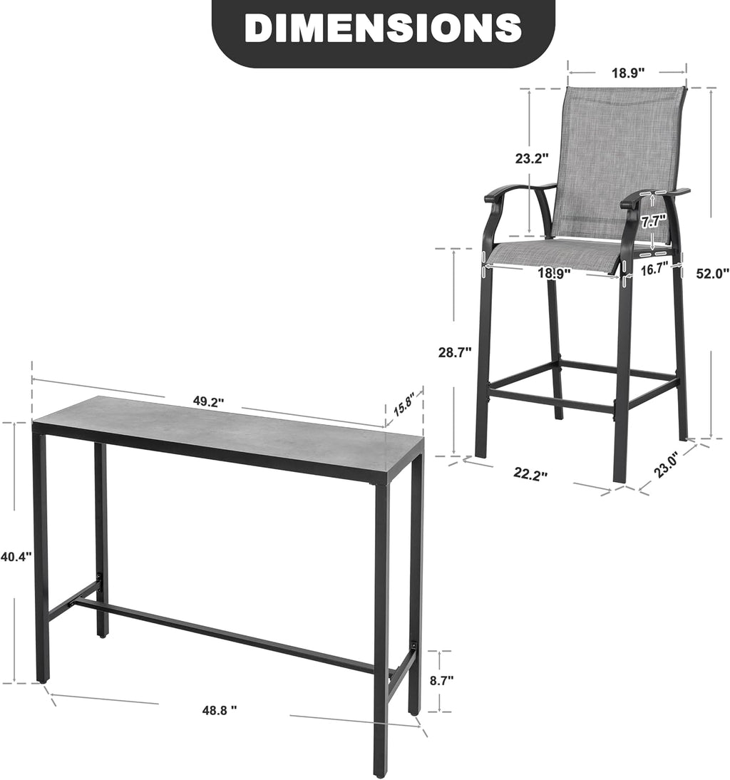 Outdoor Patio Bar Height Dining Furniture Set