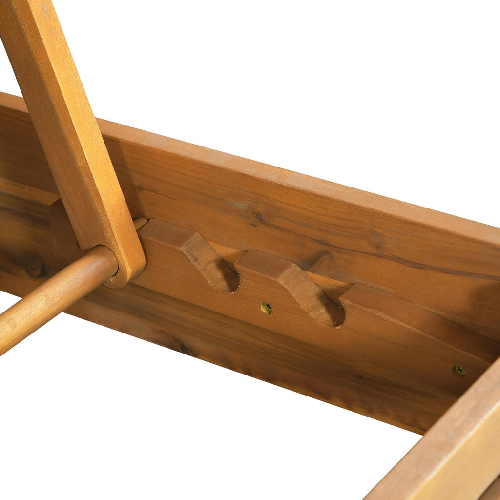 Adjustable Acacia‑Wood Patio Chaise Lounge Chair