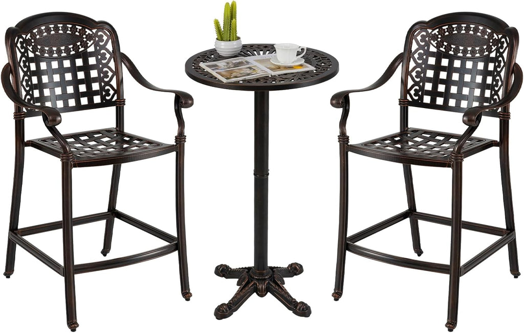 Cast‑Aluminum Round Patio Bar Height Set