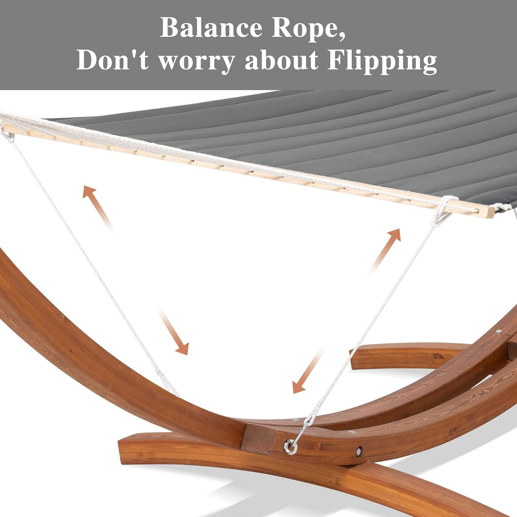Double Hammock With Solid Wooden Stand