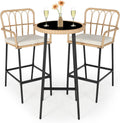 Wicker Patio Bar Height Cushioned Furniture Set