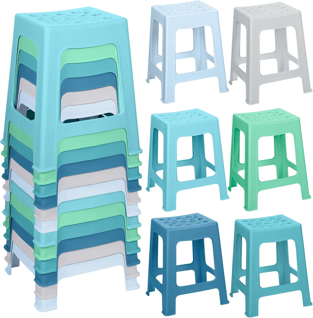 Colorful Stackable Plastic Classroom Stools 12‑Pack