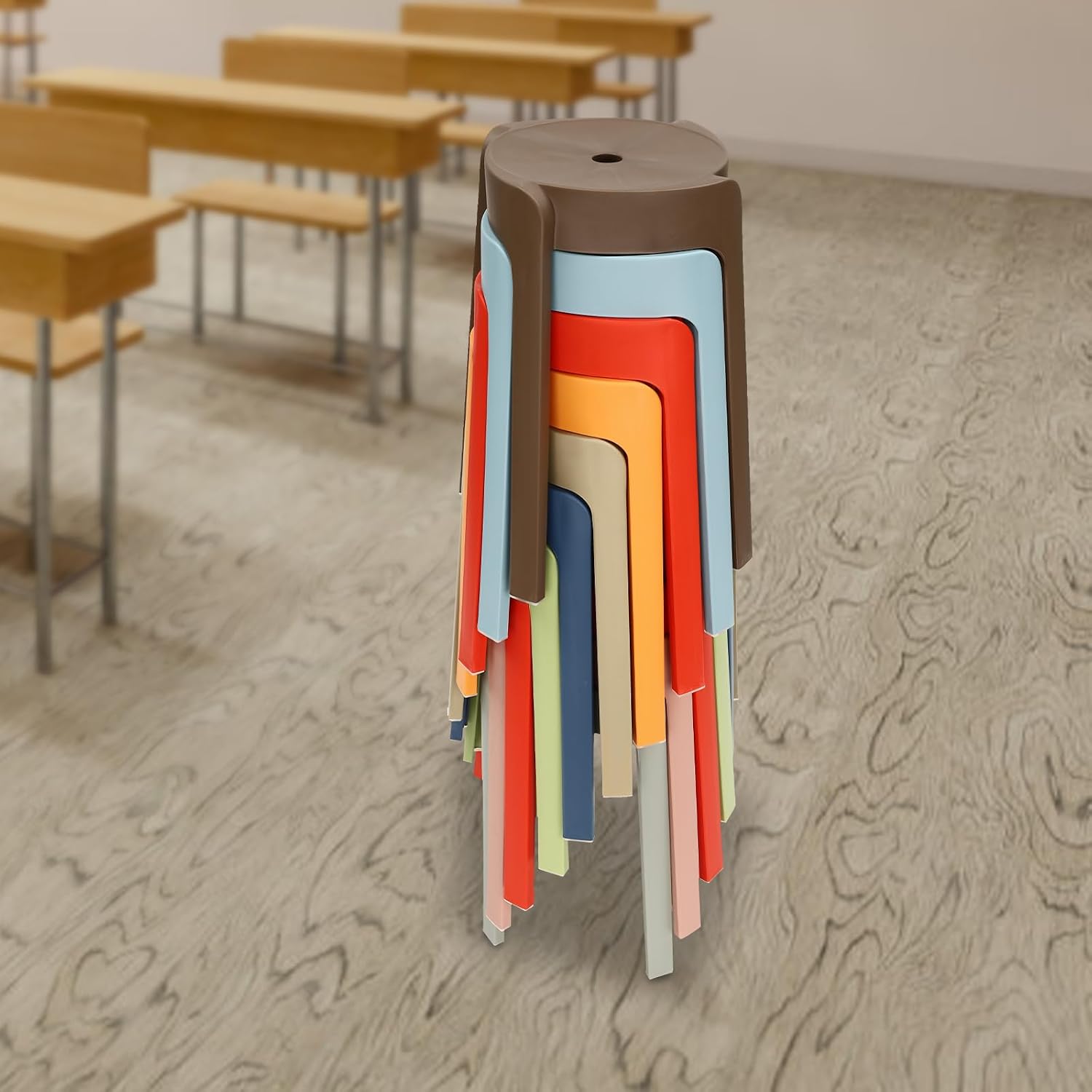 Portable Stackable Plastic Classroom Stools 10‑Pack