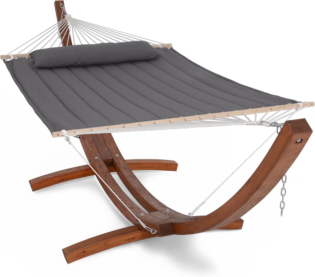 Double Hammock With Solid Wooden Stand