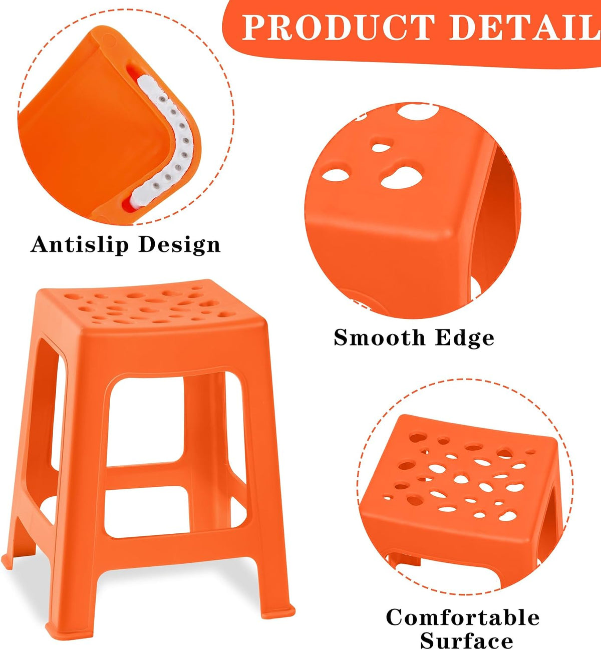 Round Colorful Stackable Plastic Classroom Stools 6‑Pack