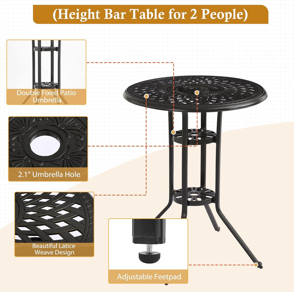 Cast‑Aluminum Swivel Patio Bar Height Set