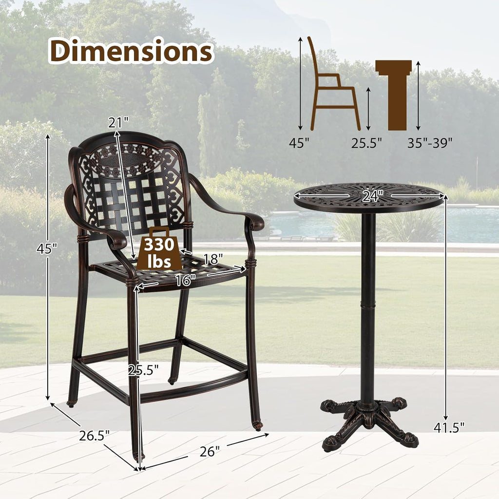 Cast‑Aluminum Round Patio Bar Height Set