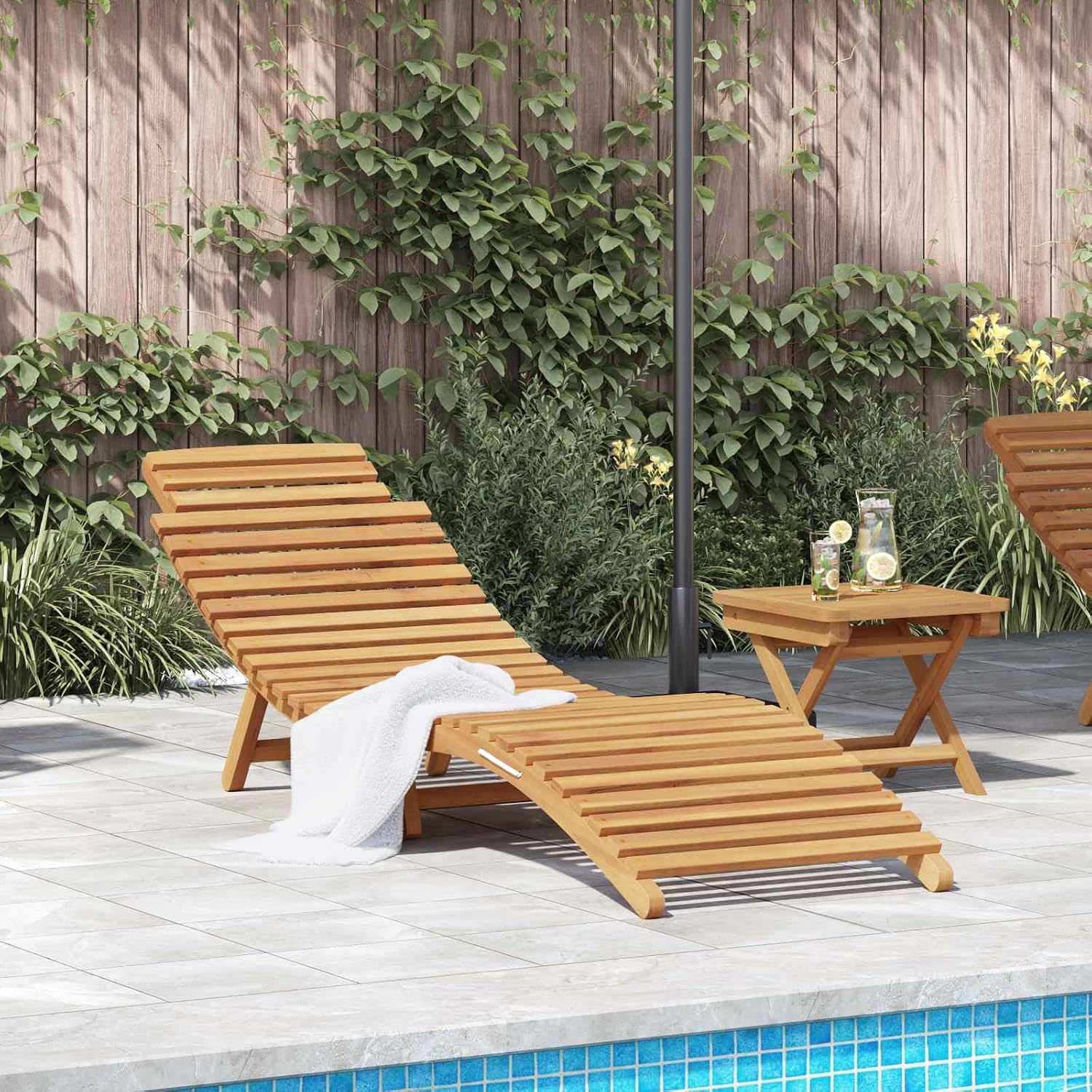 Foldable Solid‑Wood Outdoor Patio Sun Lounger