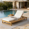 Adjustable Acacia Wood Cushioned Patio Chaise Lounge