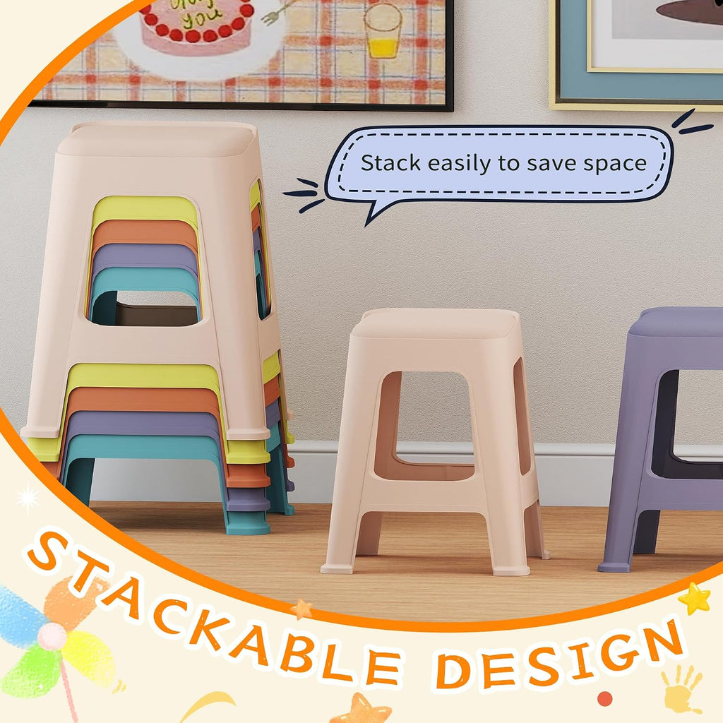Colorful Stackable Plastic Classroom Stools 10‑Pack