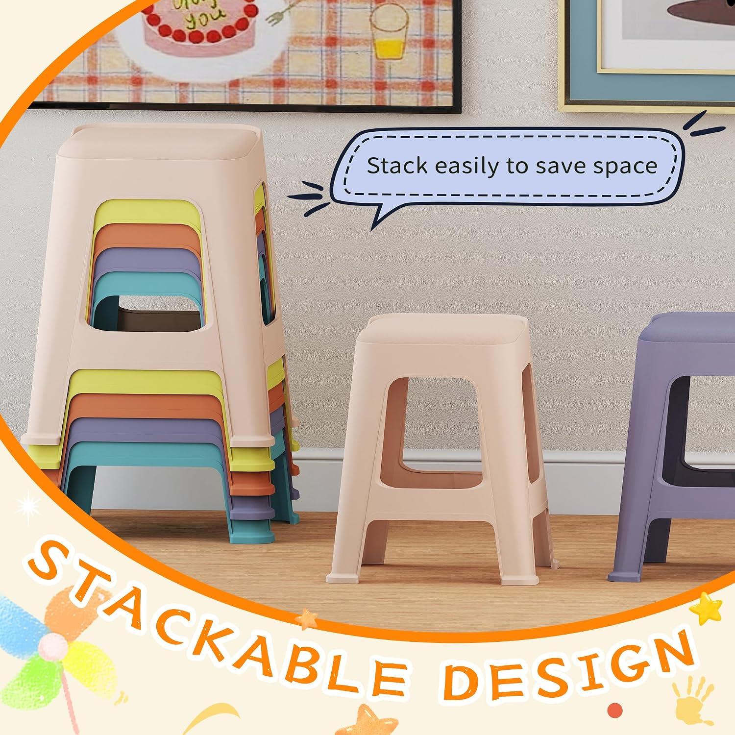 Colorful Stackable Plastic Classroom Stools 10‑Pack